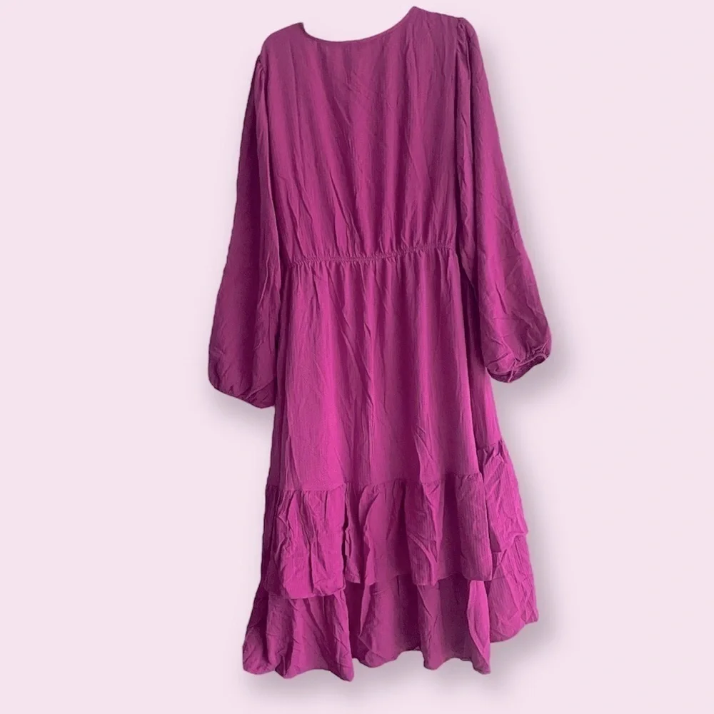 Women's Plus Size Long Sleeve Wrap Dress - Knox Rose Pink Size 2X - Picture 8 of 10